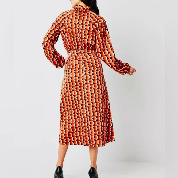 Worthington Long Sleeve Geometric Fit + Flare Dress Pockets! Size Small New - Picture 3 of 9